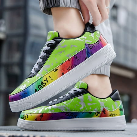 

Trendy Lightweight Casual Sneakers Lace-Up Platform Skate Shoes For Men Women