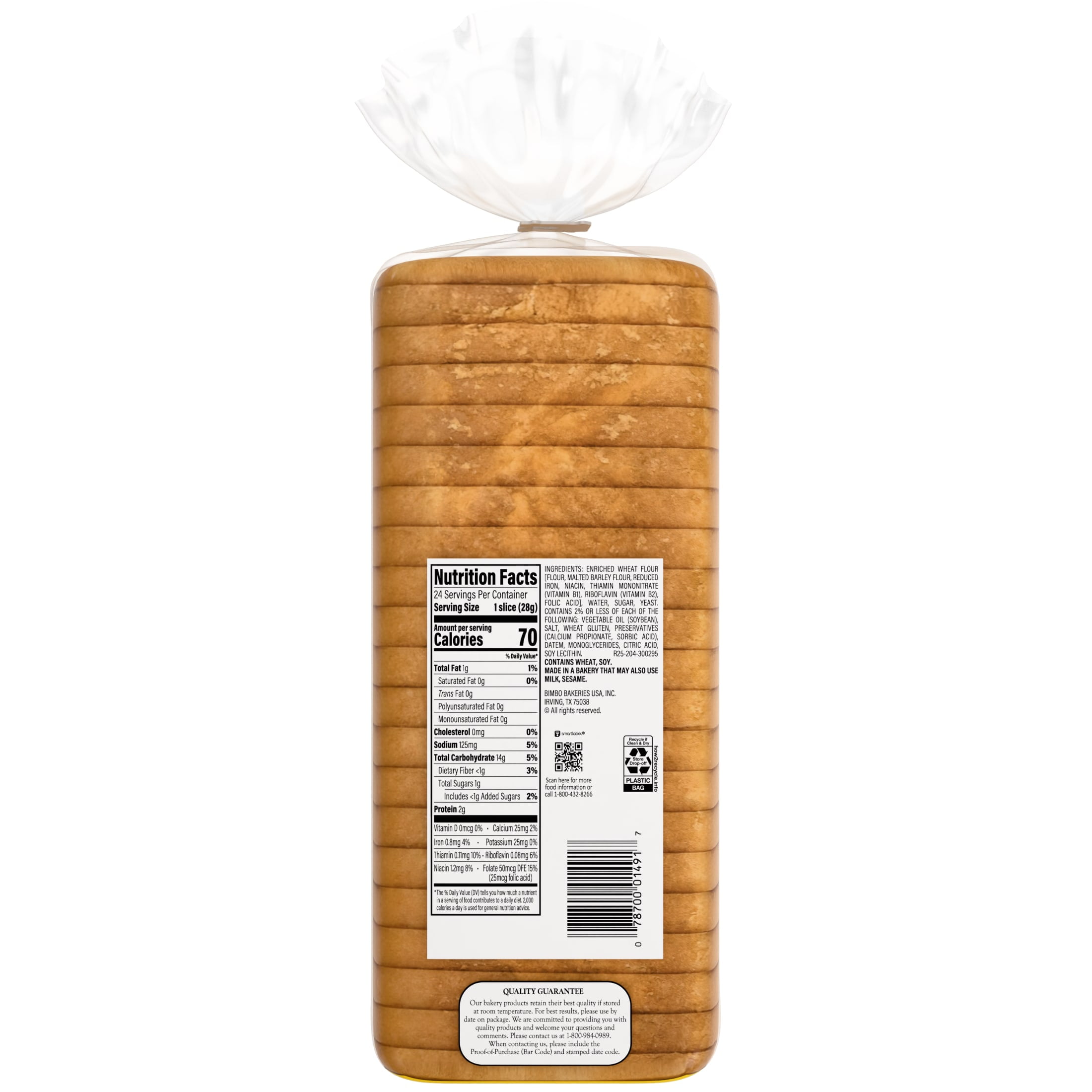Mother's Giant Bread, 24 oz, Plain White Bread, Bag