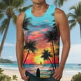thumbnail image 2 of YUGYXL Men's Regular fit Tank Tops Sleeveless Hawaiian Vacation T Shirts Summer Fashion Tanks Shirt Palm Tree Printed Tee D Multicolor L, 2 of 5