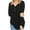 Black, variant on tarylea Fall Tops for Women V Neck Chest Button Tunic U Shaped Hem Long Sleeve Tops Loose Casual Shirts
