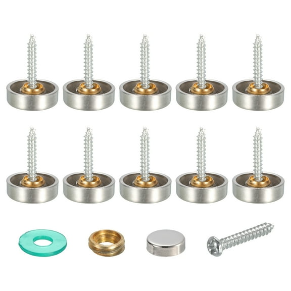 Screw Cover Cap, 20Pcs 16mm Diameter - Brushed Stainless Steel Mirror Decorative Screws Cover Nails (Silver)