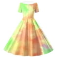 thumbnail image 4 of Ugoldhm Girls Gradient Print Collared Midi Dress - Summer Short Sleeve A-line Dresses, Size 5-14, 4 of 6