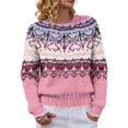 thumbnail image 3 of Fair Isle Knit Sweater for Women Lightweight Slim Fit Pullover Fall Winter Cute Casual Fashion Tops XL, 3 of 7