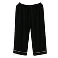 thumbnail image 2 of Rigardu men's sleepwear Mens Capris Over The Knee Thin Outfit Living Pants Loose Pajamas Home Pants Black+3XL, 2 of 3
