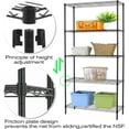 thumbnail image 3 of 5-Shelf Metal Shelving Adjustable 1250Lbs Capacity, Storage Shelves for Garage Laundry Bathroom Kitchen Pantry Closet, NSF Certified Steel Organizer Wire Rack,Black, 72" H x 14" D x36 W, 3 of 7