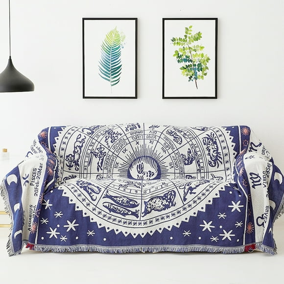 Boho Tejido Manta Manta Reversible Algodón Tapiz Bohemio Hippie Habitación Decoración Bruja Astrología Zodiaco Constelación Celestial Alfombra Cama Silla Sofá