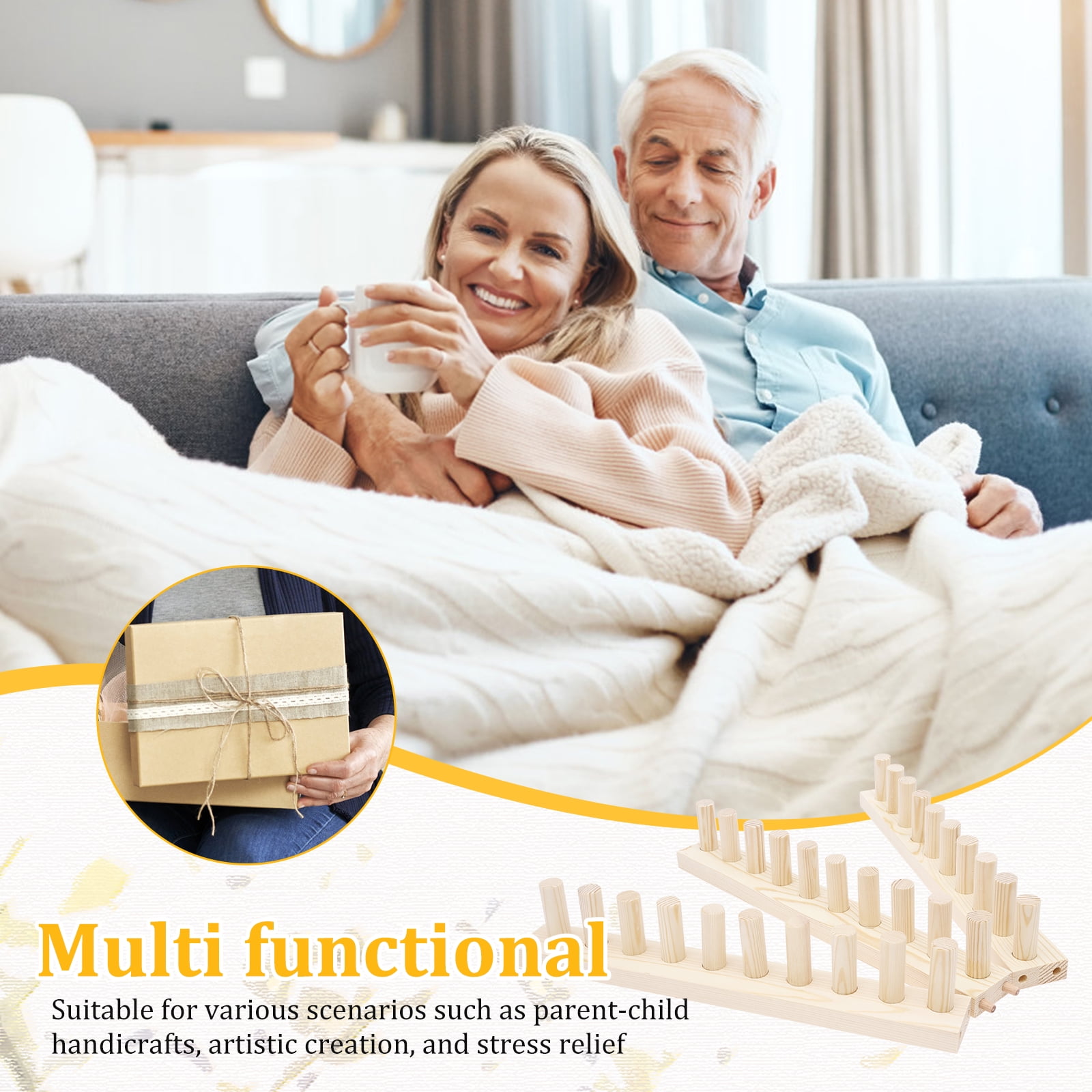 46" Chunky Knitting Loom Chunky Blanket Frame Knitting Frame Long No Needle Required and Adjustable Extra Large Chunky Blanket Loom Chunky Knitting Blanket Machine DIY Chunky Knit Blanket Loom