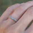thumbnail image 2 of Blue topaz wedding band, Half eternity band, Silver Ring, Stacking matching band, November birthstone, Anniversary ring, Gift for her, 2 of 3