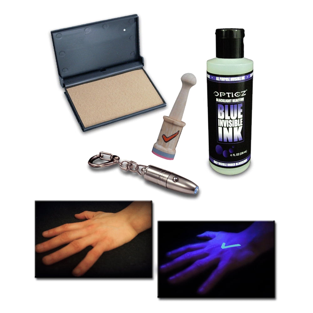Opticz UV Blacklight Reactive Invisible Blue Ink Hand Stamping Security