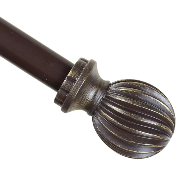 Urbanest Adjustable Single Curtain Rod Set Bronze With Gold Lecca Finials – 1 - Inch Diameter, With Bronze Rod, 84–120 Inches