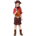 thumbnail image 3 of Tiijoy Little Girls Cowgirl Outfits Long Sleeve Shirt Belt Skirt Hat 4Pcs Set, Sizes 5-6, 3 of 4