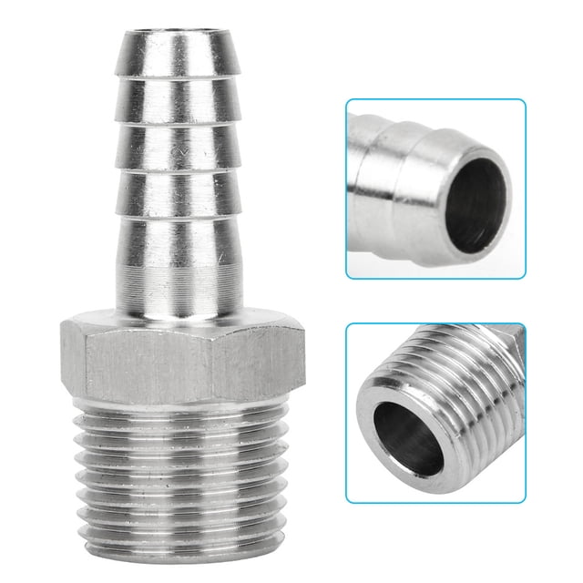 Quick Coupling Connector, BSPT Male Thread Connector Barb Joint Fast Connection 1 or 2in 8mm 10mm 12mm for Pneumatic Equipment, Conveying Compressed Air, Made of 304 Stainless