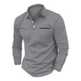 thumbnail image 6 of WTXUE Polos Long Sleeve, Lapel Golf Shirts for Men Spring Autumn Casual Button T Shirt Top Solid | Workwear for Men Dark Gray L, 6 of 6