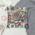 thumbnail image 2 of COMIO Succulent Plant Tile Pillow Covers for Home Decor Colorful Mexican Tiles Moroccan Mandalas Arabesque with Cactus Flower Throw Pillows Vintage Boho Ceramic Cushion Cases White, 2 of 5