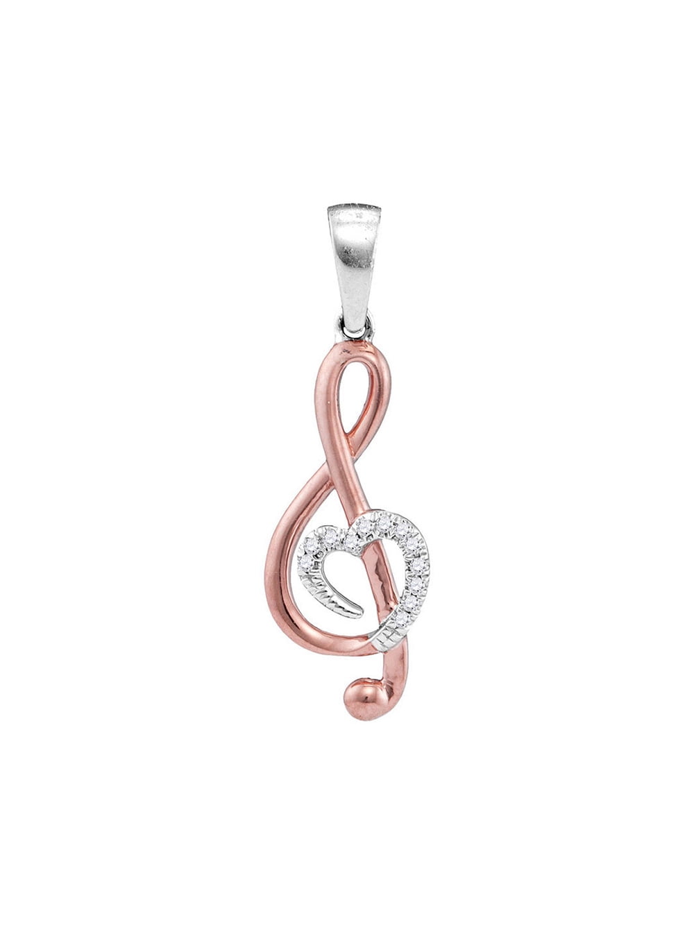10KT Two-tone Gold Round Diamond Treble Clef Pendant .03 Cttw 10KT Two-tone Gold Round Diamond Treble Clef Pendant .03 Cttw