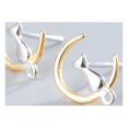 thumbnail image 4 of Pendientes de hoja de luna de plata esterlina para mujeres, pendientes de gatito lindo, regalos para gatos, joyas para gatos, 4 of 5