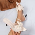 thumbnail image 2 of Xucatan Women's Double Bow Mule Heels, Oversized Knot Pointed Toe High Heel Sandals with Slingback, Textured Fabric High-heeled Shoes Evening Shoes, Versatile Party Footwear for Wedding Date Gift, 2 of 5