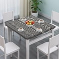 thumbnail image 3 of Black Geometric Triangle Wave Pattern Square Fitted Tablecloth with Elastic Edge,Square Table Cover,Washable Elastic Table Cover for Home Kitchen Party Decor 34"x34", 3 of 6