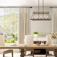 thumbnail image 5 of LNC Farmhouse 5-Light Black Rectangle Chandelier,LED Linear Wood Kitchen Island Light, 5 of 11