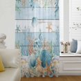 thumbnail image 5 of Blue Coastal Sheer Curtains 63 Inches Long, Summer Beach Starfish Shell Coral Nautical Light Filering Curtains, Breathable Simi Curtain Privacy Drapes for Living Room Bedroom Window Treatment, 5 of 9