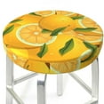 thumbnail image 3 of Xecao's Yellow Limes Print Stool Covers offer stylish, washable protection for PU round bar stools, perfect for home or commercial use., 3 of 7