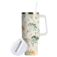 thumbnail image 2 of 40 oz Insulated Stainless Steel Tumbler Double Wall Stainless Steel Tumbler with 2-Way Drinking Green and Orange Small Flowers, 2 of 9