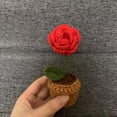 thumbnail image 4 of Mini plantas artificiales en macetas, flores tejidas a mano de ganchillo para decoración de escritorio de oficina y decoración de estantes, para regalo, cumpleaños, ideas para el día de San Valen, 4 of 5