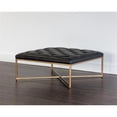 thumbnail image 2 of Maklaine 39.5" Square Transitional Leather Ottoman in Vintage Black Night, 2 of 4