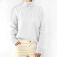 thumbnail image 5 of Womens High Neck Sweaters Cable Knitted Loose Pullover Tops Long Sleeve Solid Color Fall Winter Knitwear (3XL, White), 5 of 6