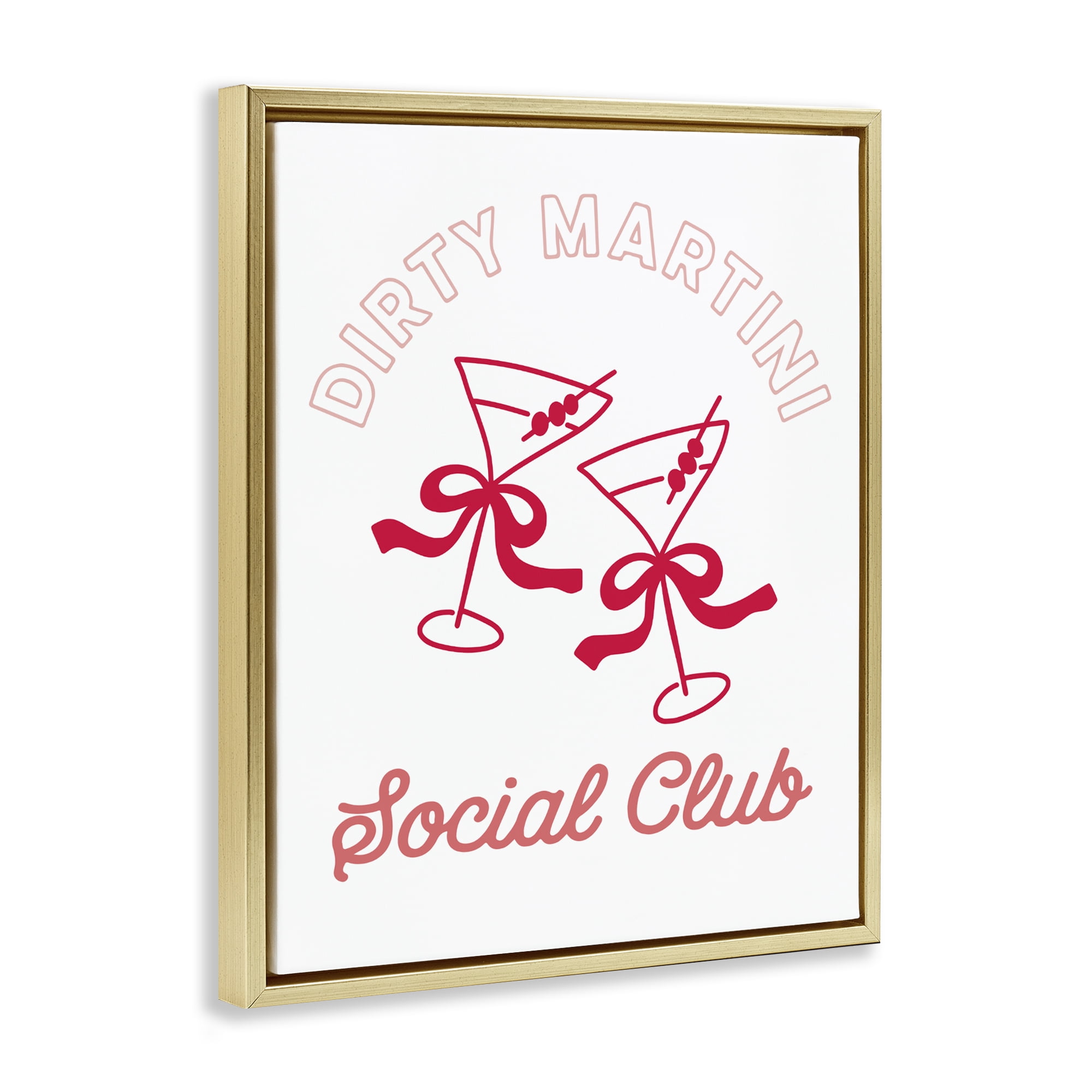 Stupell Industries Pink Martini Social Club Gold Framed Floater Canvas Wall Art, design by Lettered and Lined