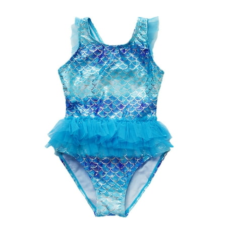 

Leutsin Girls Swimsuits hing Bikini Printed Ruffle Tulle Frill Halter Suit