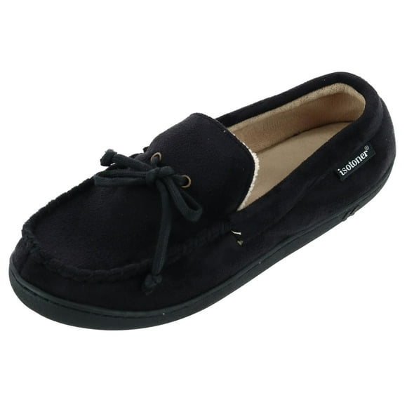 Isotoner Men's Microsuede Moccasin Slipper with Whipstitch