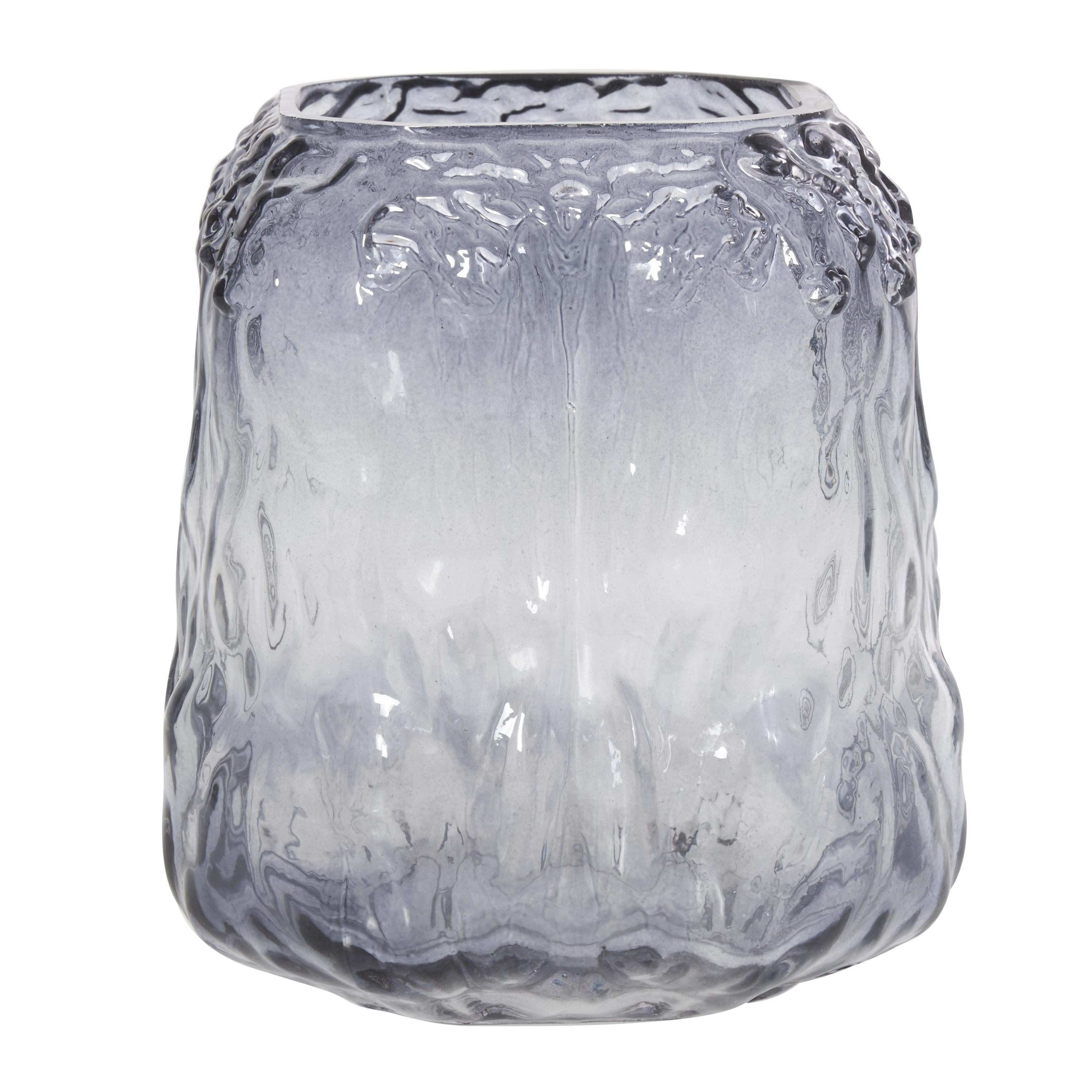 DecMode 7" Handmade Dimensional Textured Square Ombre Gray Glass Vase