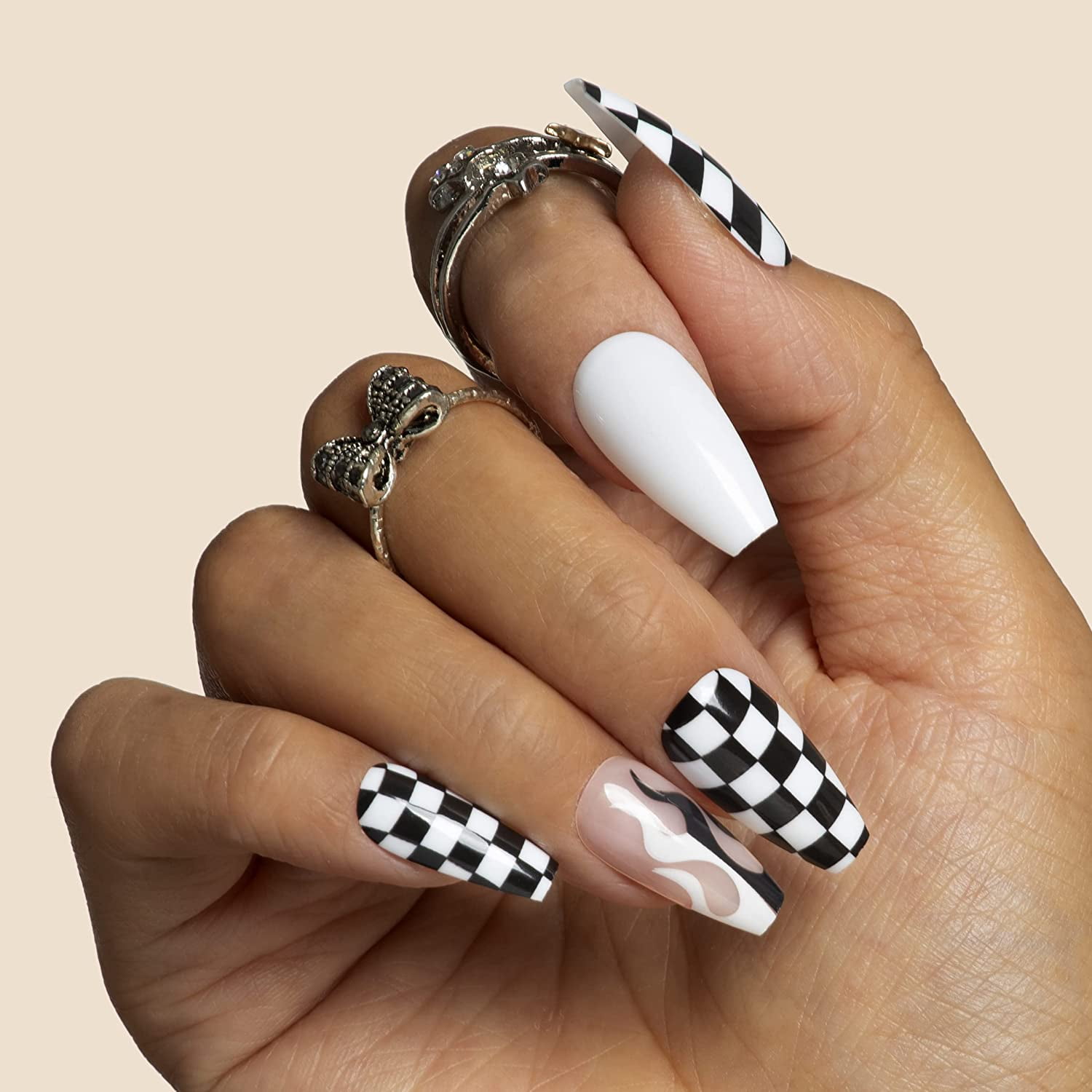 KSCD 28pcs coffin press on false nails with design, long fake nails with gel, stick and mini file, home salon manicure set, artificial nail kit, gift for women, girls, mom or girlfriend. KSCD 28pcs coffin press on false nails with design, long fake nails with gel, stick and mini file, home salon manicure set, artificial nail kit, gift for women, girls, mom or girlfriend.