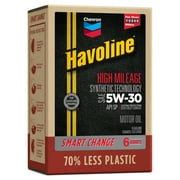 Chevron Havoline High Mileage Synthetic Technology Motor Oil 5W-30, 6 Quart Smart Change Box