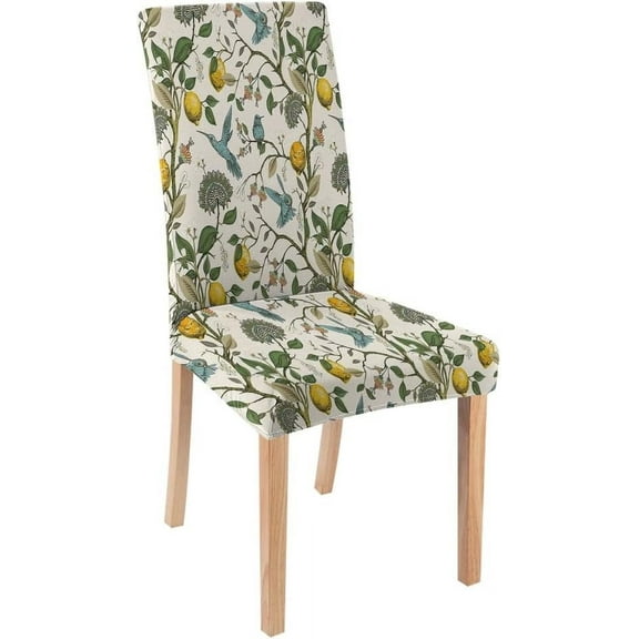 Yellow White Leomon Tree William Morris Chair Covers Set of 4 Stretchy Parson Chair Slipcovers for Dining Room Rustic Blue Hummingbird Chair Seat Cover Chair Protectors for Party Polyester