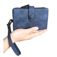 thumbnail image 3 of WANDCO Womens Small Bifold Leather Wallets RFID Ladies Wristlet with Card Slots id Window Zipper Coin Purse(Blue), 3 of 6