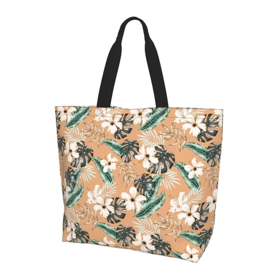 Yiaed Tropical Leaves Flower Print Handbag for Women Tote Purse Shoulder Bag Large Fashion Hobo Purse Handbag Shopping Tote