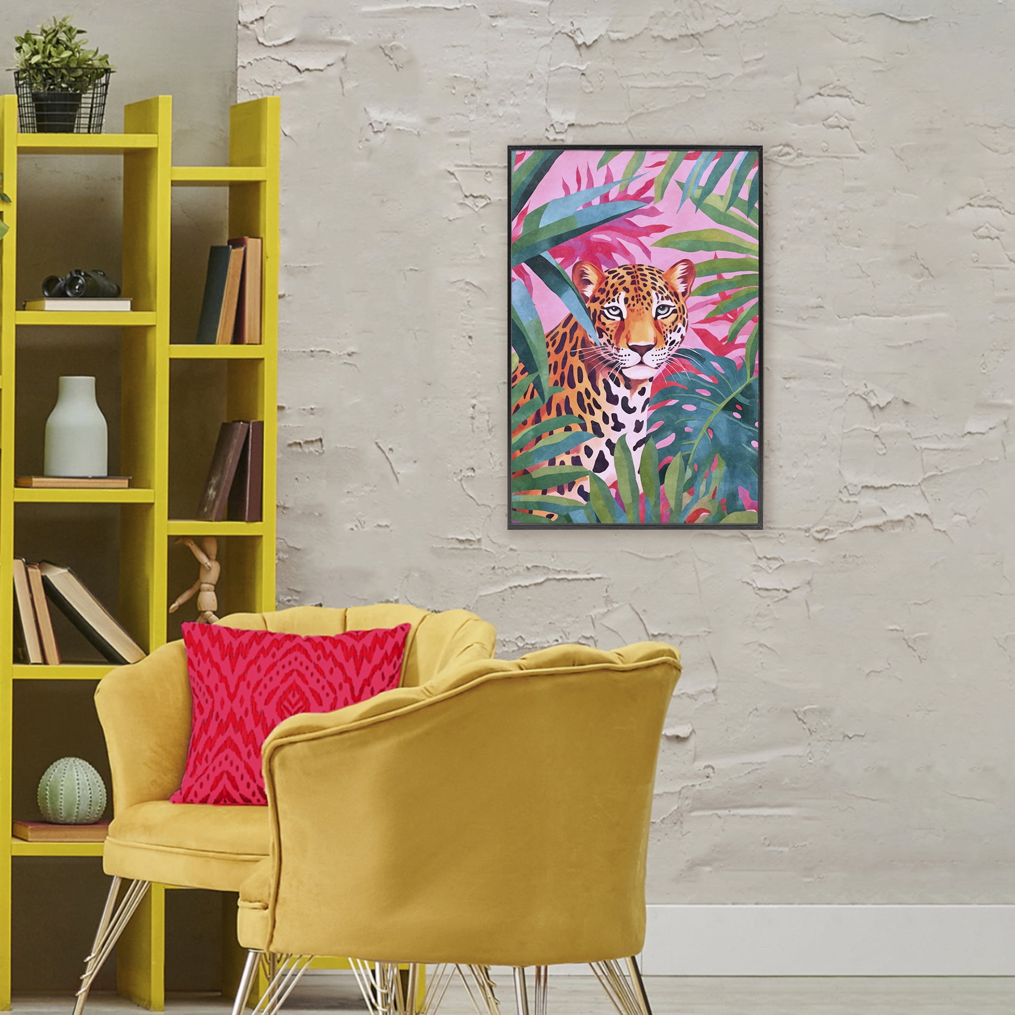 Stupell Industries Wild At Heart Leopard Black Framed Giclee Art, design by Andrea Haase