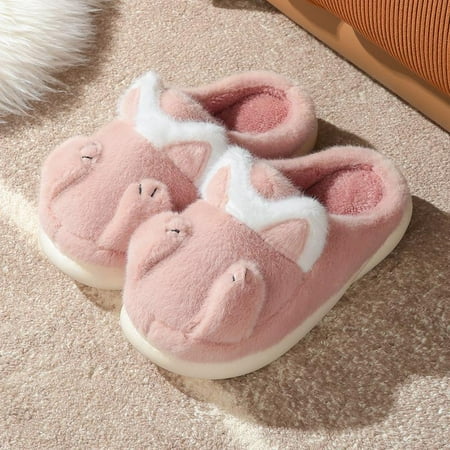 

shuwee Women Animal Slipper Cozy Furry Warm Memory Foam Slippers PLush Novelty Animal Slippers Indoor Outdoor