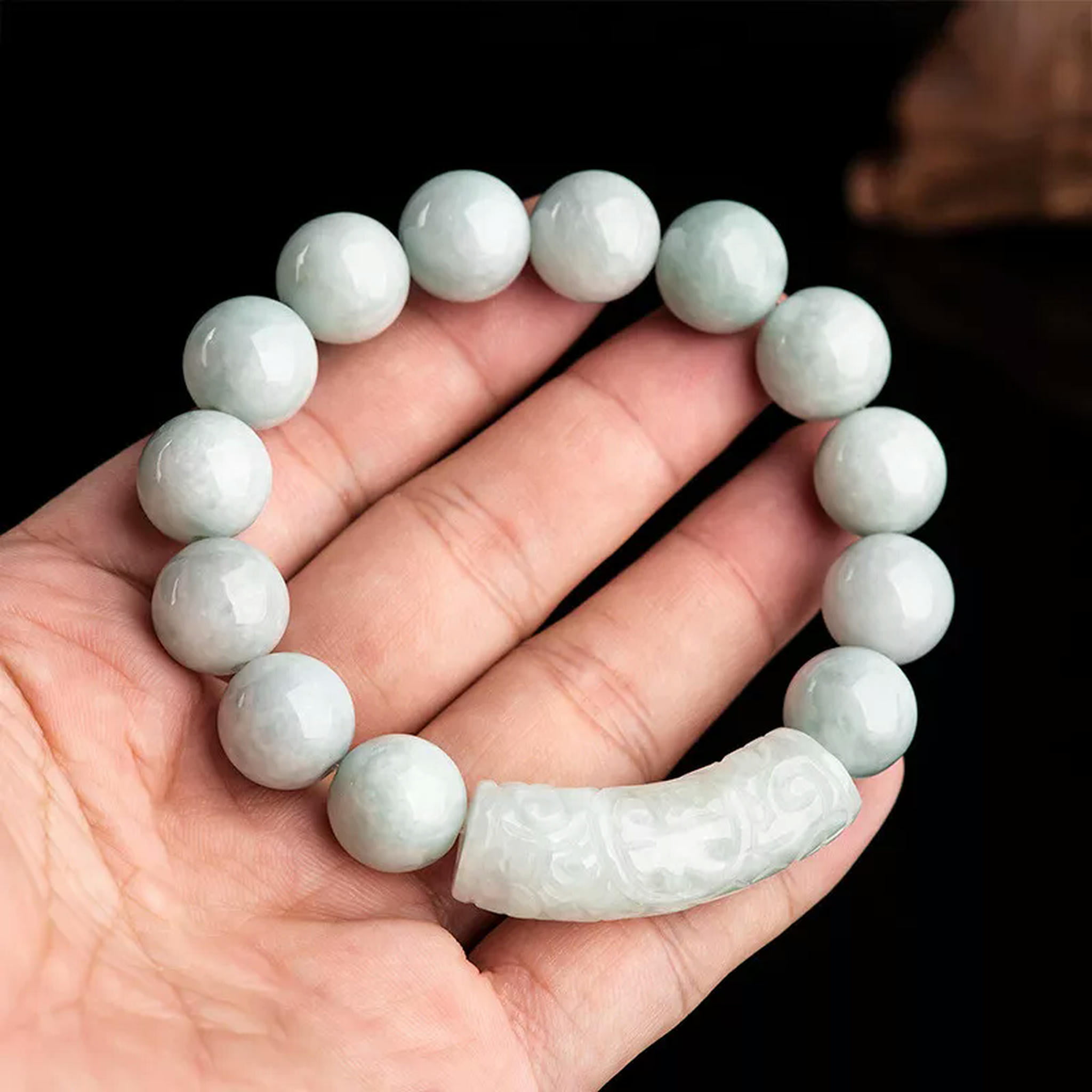 EOEMY Burmese Jadeite Bead Bracelets Natural Luxury Jewelry White Gifts Women Jade