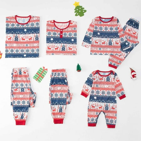

jsaierl Family Matching Christmas Pajamas Sets Dad Mom Kids Baby Deer Printing Family Parent-child Fitted Comfy Soft Two-piece Pajamas Outfits