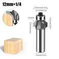 thumbnail image 2 of 1pc 12mm Shank Corner Round Over Router Bit With Bearing Tungsten Carbide Milling Cutter Woodworking Tools ,Great Multi-Purpose Application, 2 of 4