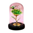 thumbnail image 2 of Eespoir Glass Covered Foil Rose, Eternal Flower Ornament, LED Night Light Decor, For Valentine's Day Gift Giving, Home Party Decor(Green), 2 of 7