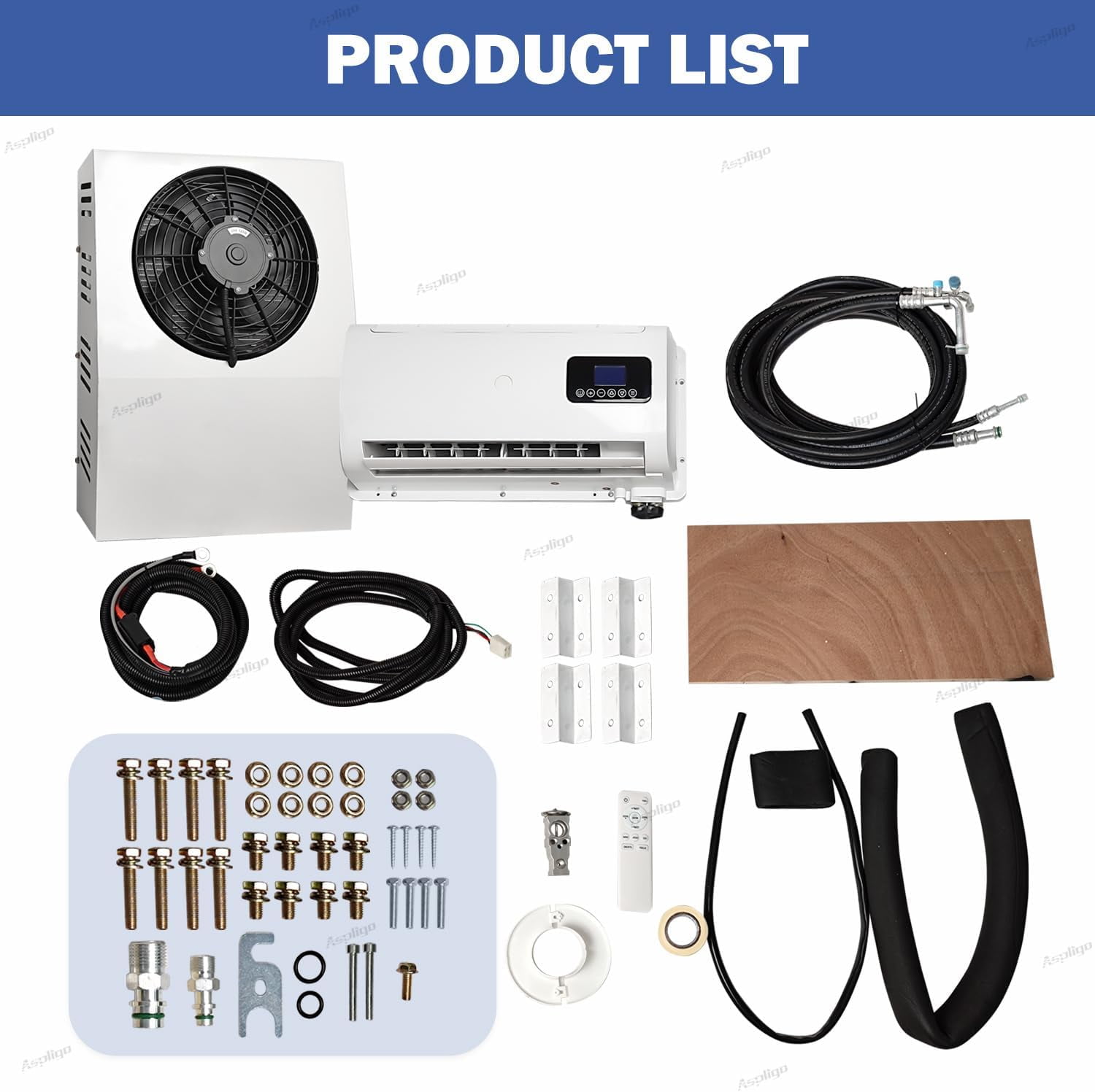 Aspligo 12V 10000BTU New Energy Mini Split AC Unit, Fast Cooling Parking Air Conditioner for Semi Truck, RV, Crane, Tractor, Boat