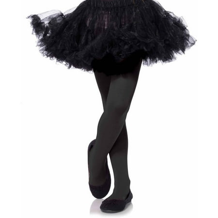 Black With Bows Footless Tights - Leg Avenue Opaque Tights Child Halloween Accessory