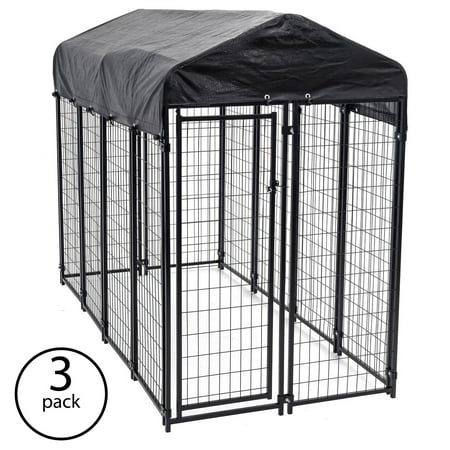 - Lucky Dog Uptown Large Outdoor Covered Kennel Heavy Duty Dog Fence Pen (3 Pack)