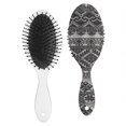 thumbnail image 2 of Bohemian Style Hair Brush - Nordic Style Paddle Detangler with Tribal Patterns, Artistic Room Decor Hairbrush, Cute Retro Gift Idea for Women, Girls, Teens, 2 of 7