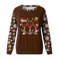 thumbnail image 4 of Wyzesi Chandails Molletonnés Rouges Gilet Mode Chandail à Enfiler Hauts pour Femmes Joyeux Noël Imprimé Col Chandail en Molleton Col Rond Coupe Chandail à Enfiler Hauts Décontractés Manches Longues Chandails d'Entraînement Blouse Ample, 4 of 4