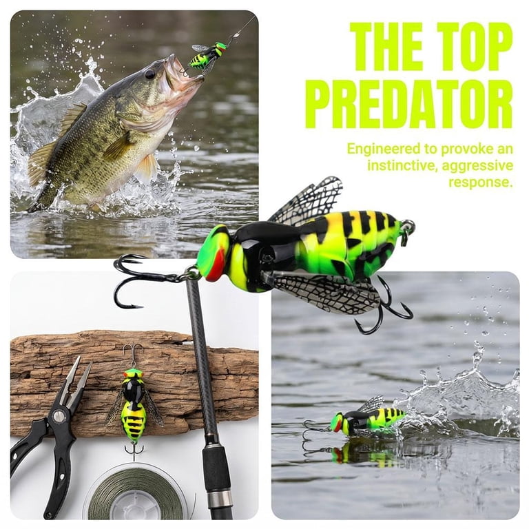 bionic insect fishing lures Hornet crawling bait, water bumblebee, bee, insect, wave crawl Dragonfly Topwater Fishing Lure, Realistic